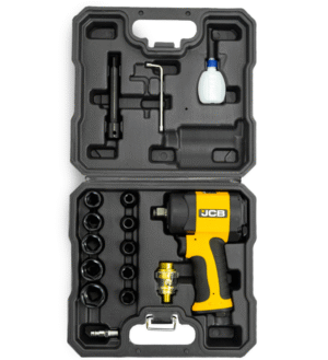 ПНЕВМАТИЧЕН ГАЙКОВЕРТ МИНИ 1200 NМ 1/2″ JCB С ВЛОЖКИ И КУФАР