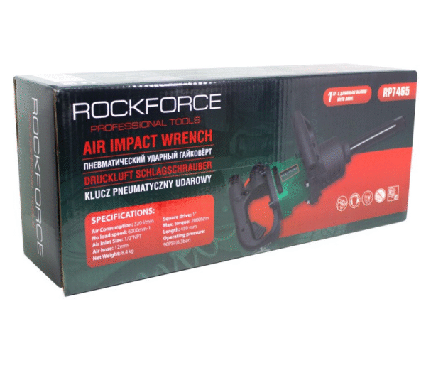 ПНЕВМАТИЧЕН ГАЙКОВЕРТ С ДЪЛЪГ ШПИНДЕЛ 1“ 2000 NM ROCKFORCE