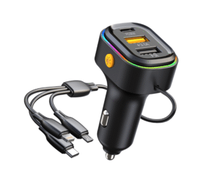 FM Трансмитер с 1 USB порт и 1 Type-c порт + кабели за зареждане