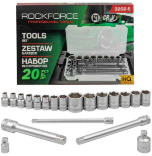 КОМПЛЕКТ ВЛОЖКИ 20 ЧАСТИ 3/8 6 – 22 ММ ROCKFORCE