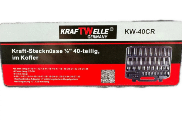 КОМПЛЕКТ УДАРНИ ВЛОЖКИ 1/2″ 40 ЧАСТИ KRAFTWELLE