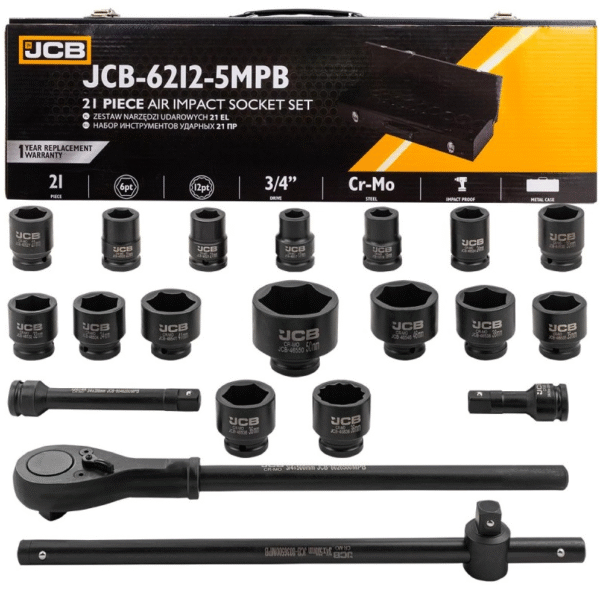 ГЕДОРЕ С УДАРНИ ВЛОЖКИ 21 ЧАСТИ 3/4“ 6-СТЕННО JCB
