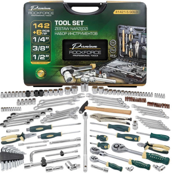 ГЕДОРЕ 1/4″, 3/8″, 1/2″ 142+6 ЧАСТИ ROCKFORCE PREMIUM