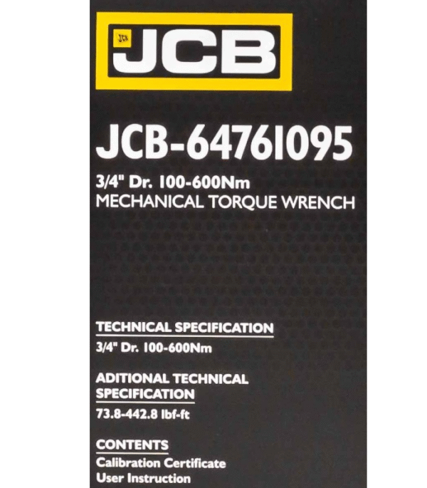 ДИНАМОМЕТРИЧЕН КЛЮЧ С БЪРЗА ФИКСАЦИЯ 3/4″ 100-600 NМ JCB