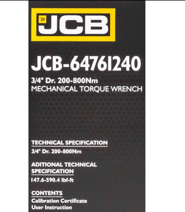 ДИНАМОМЕТРИЧЕН КЛЮЧ С БЪРЗА ФИКСАЦИЯ 3/4″ 200-800 Nm JCB