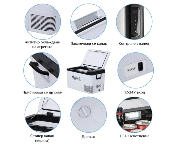 w7 ПРЕНОСИМ ХЛАДИЛНИК С КОМПРЕСОР 12V/24V 100/220V 20 ЛИТРА ALPICOOL