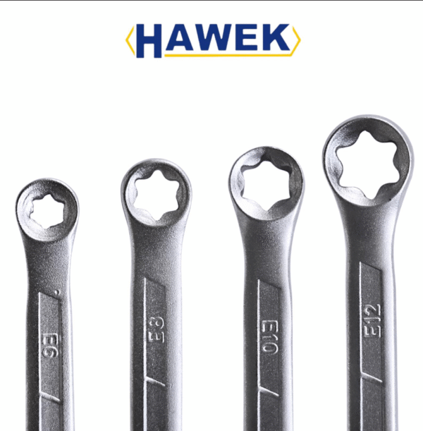 КОМПЛЕКТ ЗВЕЗДОГАЕЧНИ КЛЮЧОВЕ Е-ТА ( ЕВРЕЙСКА ЗВЕЗДА) 4 ЧАСТИ HAWEK