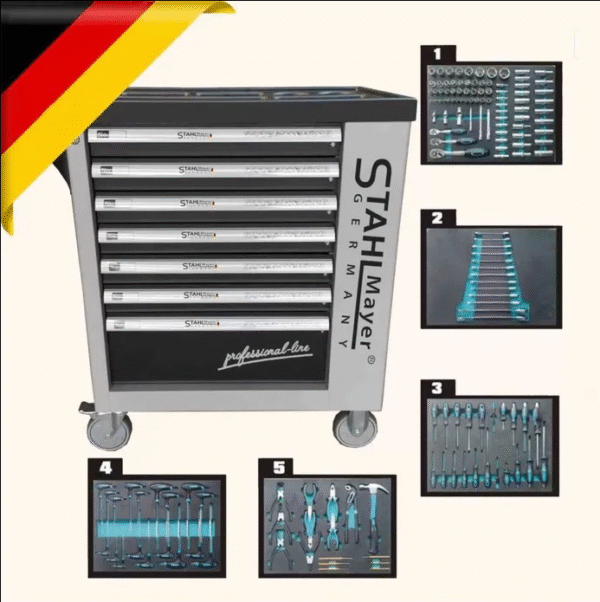 r ШКАФ С ИНСТРУМЕНТИ STAHLMAYER СЪС 7 ЧЕКМЕДЖЕТА – 5 ПЪЛНИ