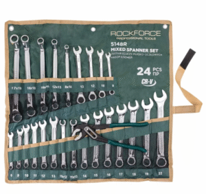 КОМПЛЕКТ КОМБИНИРАНИ КЛЮЧОВЕ 24 ЧАСТИ + ПОДАРЪК КЛЕЩИ ГАРГИ 10″ ROCKFORCE
