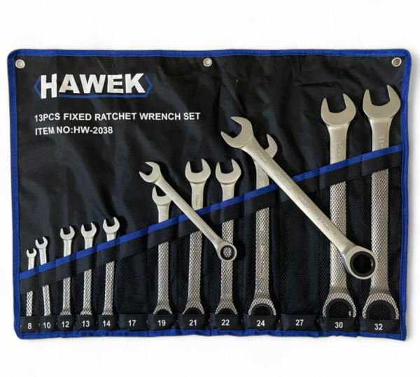 w6 КОМПЛЕКТ ЗВЕЗДОГАЕЧНИ ТРЕСЧОТНИ КЛЮЧОВЕ 8 – 32 ММ 13 ЧАСТИ HAWEK